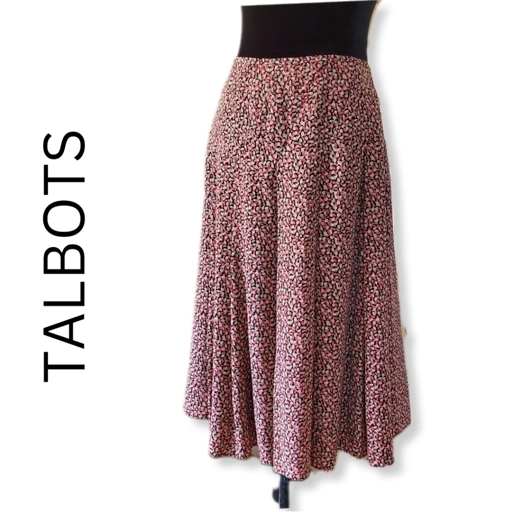 Talbots Asymmetrical Pink and Black Midi Skirt